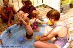 Max, Sarah and Rachel in the pool