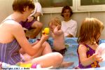 Max, Sarah and Rachel in the pool